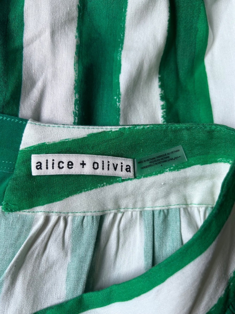 Alice + Olivia Samara Linen Pant Painted Stripe Emerald size 4 - Picture 10 of 15